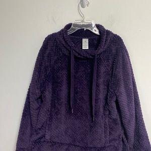 Plush Pullover women’s purple fleece drawstring size small